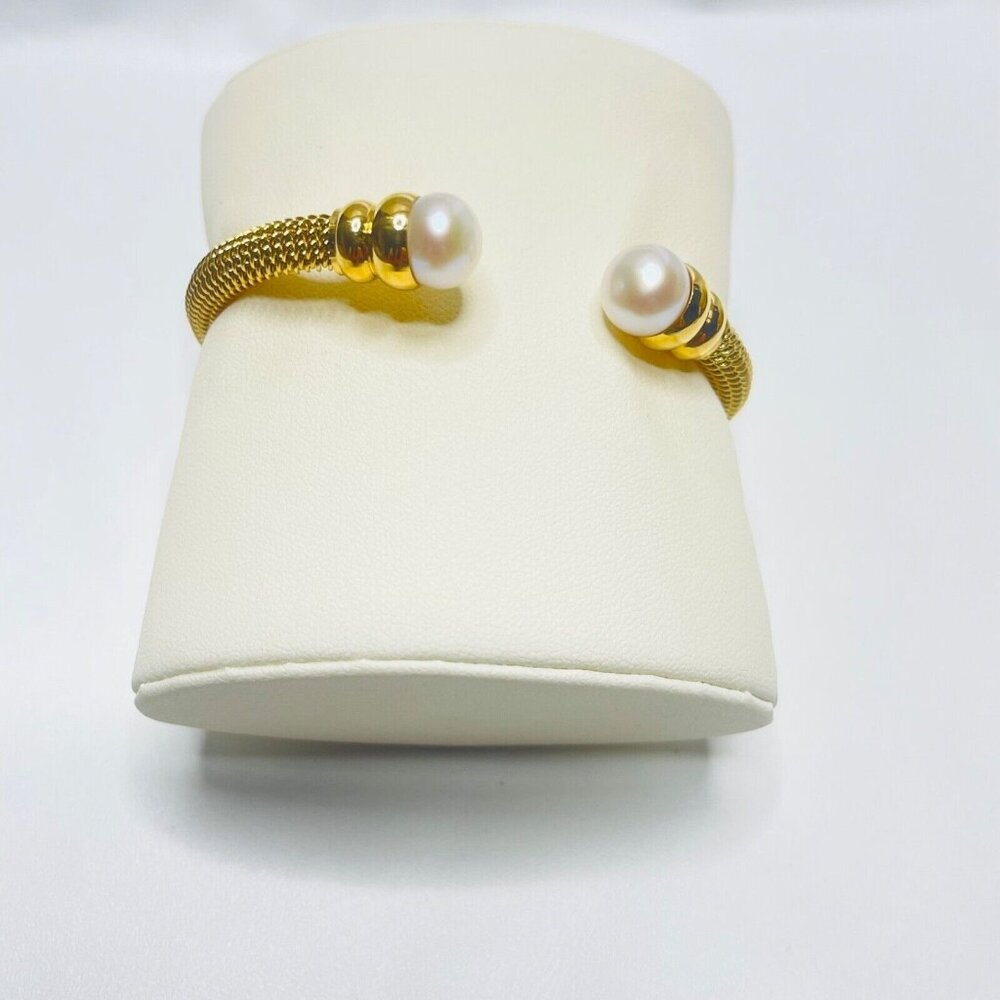 Pearl Gold Tone Cuff Bracelet